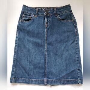 Denim Skirt Blue Women's Size 0 Old Navy Old School Style Double Button Slit